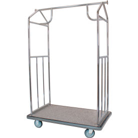 All-In-One Stainless Steel Bellman's Cart, Grey Deck, 5" Semi-Pneumatic Wheels