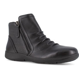 Ruched Bootie, Full Grain Leather, Black, 7W