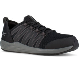 Athletic Work Shoe, Dual Layer Stretch Mesh Upper, Black & Dark Gray