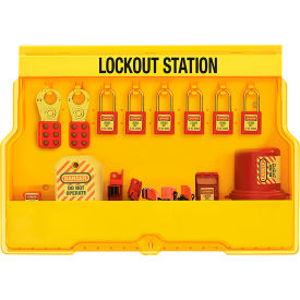 Lockout Station, Premier Electrical Device Assortment, 6 Zenex Padlocks, Yellow