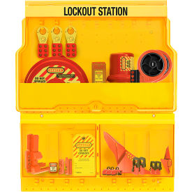 Deluxe Lockout Station, Premier Valve and Electrical Device Assortment, Yellow