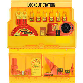 Deluxe Lockout Station, Premier Valve, Electrical Assortment, 6 Padlocks, Yellow
