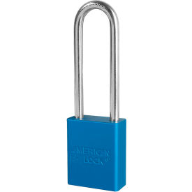 A1107 Aluminum Safety Padlock, 1-1/2"W, 3"Tall Shackle, Keyed Alike, Blue