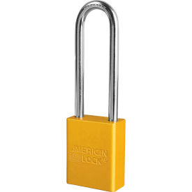 Aluminum Safety Padlock, 1-1/2"W, 3" Tall Shackle, Keyed Alike, Yellow