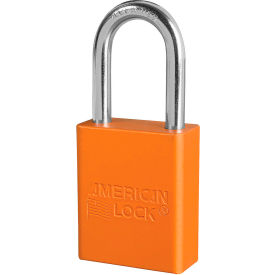Aluminum Safety Padlock, 1-1/2"W, 1-1/2"Tall Shackle, Keyed Alike, Orange