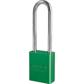Aluminum Safety Padlock, 1-1/2"W, 3" Tall Shackle, Keyed Alike, Green