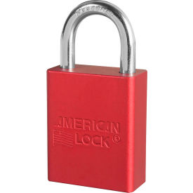 Aluminum Safety Padlock, 1-1/2"W, 1"Tall Shackle, Keyed Alike, Red