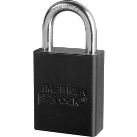 Aluminum Safety Padlock, 1-1/2"W, 1" Tall Shackle, Keyed Alike, Black