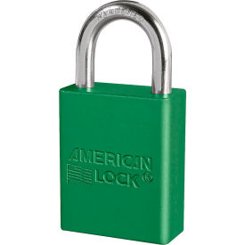 Aluminum Safety Padlock, 1-1/2"W, 1" Tall Shackle, Keyed Alike, Green