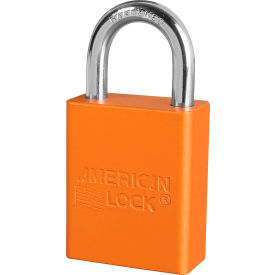 Aluminum Safety Padlock, 1-1/2"W, 1"Tall Shackle, Keyed Alike, Orange