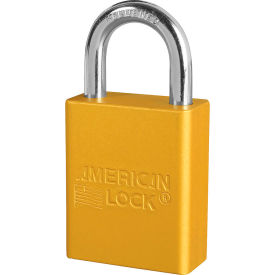 Aluminum Safety Padlock, 1-1/2"W, 1"Tall Shackle, Keyed Alike, Yellow