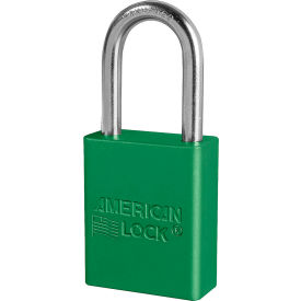 Aluminum Safety Padlock, 1-1/2"W, 1-1/2"Tall Shackle, Keyed Alike, Green