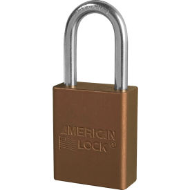 Aluminum Safety Padlock, 1-1/2"W, 1-1/2"Tall Shackle, Brown