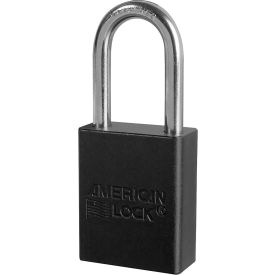 Aluminum Safety Padlock, 1-1/2"W, 1-1/2"Tall Shackle, Black