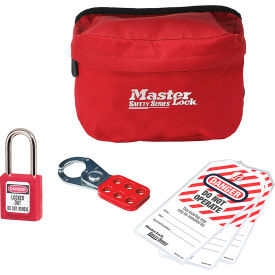 Lockout Pouch, 1 Zenex Padlock, 1 Steel Hasp, 3 Safety Tags, Red