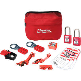 Lockout Pouch, Standard Electrical Device Assortment, 2 Zenex Padlocks, Red