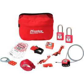 Lockout Pouch, Standard Valve, Electrical Device Assortment, 2 Zenex Padlocks, Red