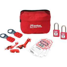 Lockout Pouch, Basic Electrical Device Assortment, 2 Zenex Padlocks, Red