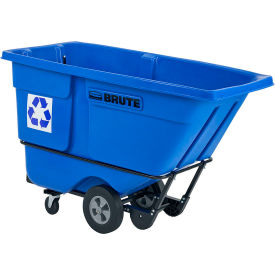 Rubbermaid Brute Rotomolded Tilt Truck, Standard Duty, 1 Cubic Yard, Blue Recycling