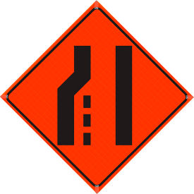 36" X 36" Super Bright Vivid Orange Roll-Up Sign, Merge Right Symbol