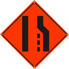 48" X 48" Super Bright Vivid Orange Roll-Up Sign, Merge Left Symbol