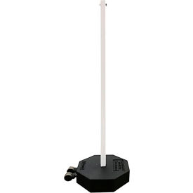 Portable Post Sign Stand w/ 60 Lb. Recycled Rubber Base w/ Wheels & White 60" Post