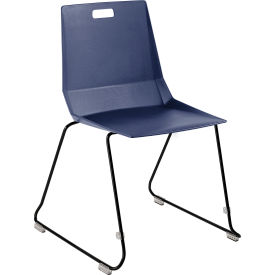 LuvraFlex Chair, Poly Back, Black Frame, Blue Seat