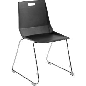 LuvraFlex Chair, Poly Back, Chrome Frame, Black Seat