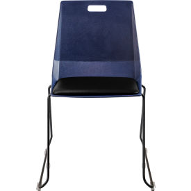 LuvraFlex Chair, Poly Back/Padded, Black Frame, Blue/Black Seat