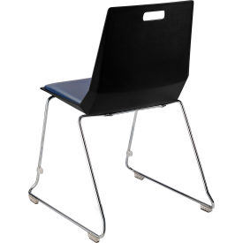 LuvraFlex Chair, Poly Back/Padded, Chrome Frame, Black/Blue Seat