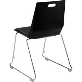 LuvraFlex Chair, Poly Back/Padded, Chrome Frame, Black/Black Seat
