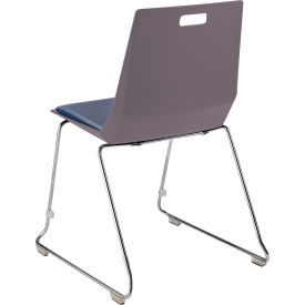 LuvraFlex Chair, Poly Back/Padded, Chrome Frame, Charcoal/Blue Seat