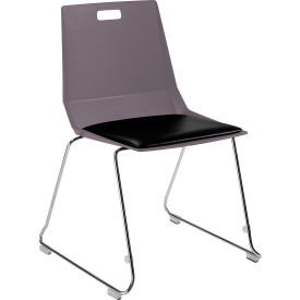 LuvraFlex Chair, Poly Back/Padded, Chrome Frame, Charcoal/Black Seat