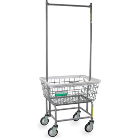 Antimicrobial Laundry Cart with Double Pole Rack
