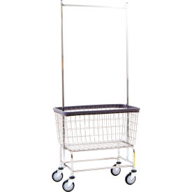 Chrome Large Capacity Laundry Cart w/ Double Pole Rack