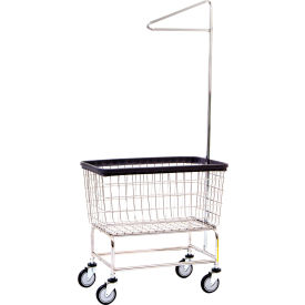 Chrome Large Capacity Laundry Cart w/ Single Pole Rack