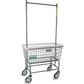 Antimicrobial Large Capacity Laundry Cart with Double Pole Rack