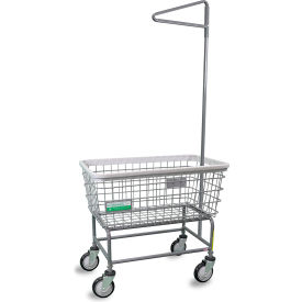 Antimicrobial Large Capacity Laundry Cart w/ Single Pole Rack