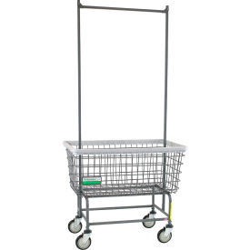 Antimicrobial Mega Capacity "Big Dog" Laundry Cart w/ Double Pole Rack