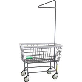 Antimicrobial Mega Capacity "Big Dog" Laundry Cart with Single Pole Rack