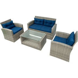 Terrazzo 4 Piece All-Weather Wicker Patio Seating Set with Cushions