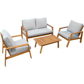 4 Piece Patio Set with Gray Cushions