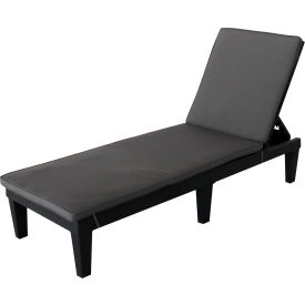 Oslo Reclining Sun Lounger Black with Gray Cushions