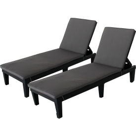 Oslo Reclining Sun Lounger Black with Gray Cushions, Set Of 2