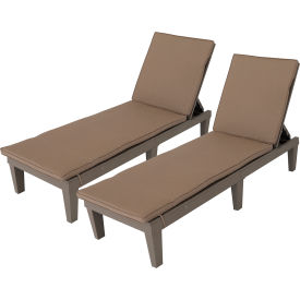 Oslo Reclining Sun Lounger Gray with Beige Cushions, Set Of 2
