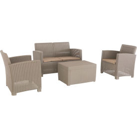 Alta All Weather Faux Rattan 4 PPL Seat with Gray Cushions