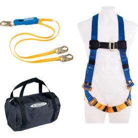 Aerial Kit, Standard BaseWear Harness w/ Pass thru legs, 6'L DeCoil Dual Leg Lanyard