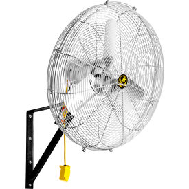 24" Wall Or Ceiling Mount Fan w/ Drop Cord Switch, 2 Speed, Silver