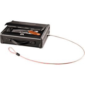Portable Pistol/Security Safe, Key Lock, Tether Cable, 0.12 cu. ft.