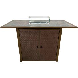 Rectangular Bar Height Tile Top Fire Pit with Wind Screen